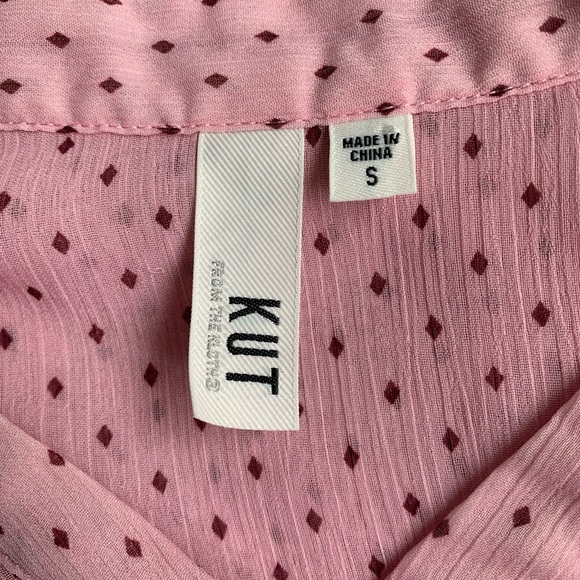 Kut From the Kloth pink Diamond pattern sheer button-up blouse - Picture 5 of 6